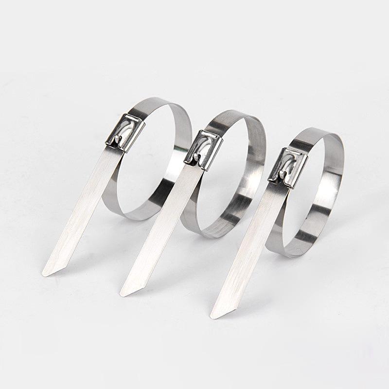 10 20 100 Pcs Stainless Steel Metal Cable Ties Exhaust Wrap Coated Locking Metal Zip-Exhaust Multifunctional Locking Cable Ties