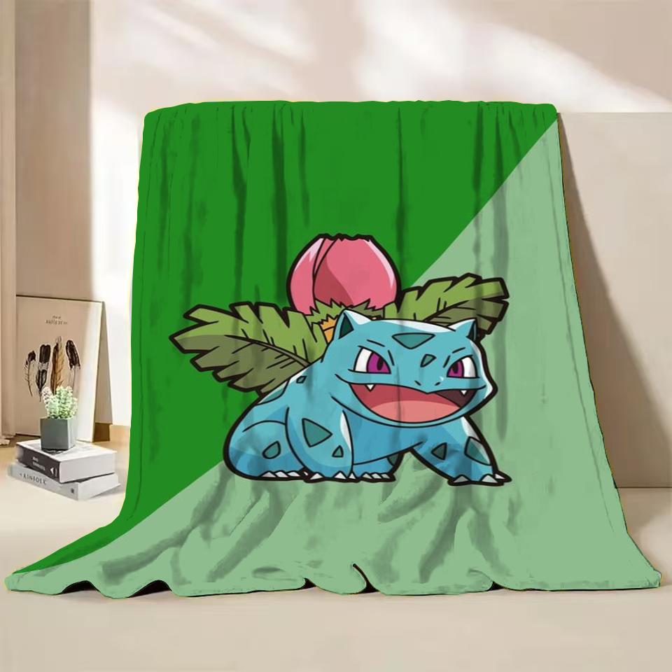 Pokemon Bulbasaur Flannel Throw Blanket for Bed Sofa Home Bedroom Office Travel Children's Cover Blankets Kids Winter Warm Gifts