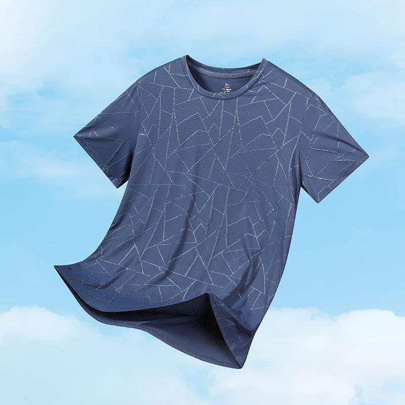 

Ледяная шелковая футболка с короткими рукавами, мужская летняя футболка с тонким верхом, модная брендовая мужская одежда, свободная
