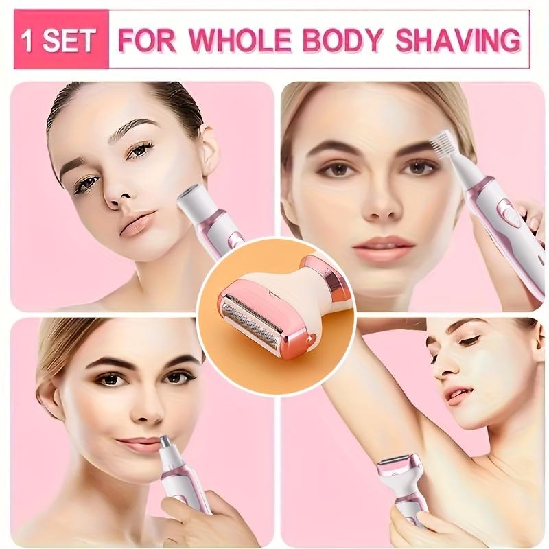 Electric Razor for Women, 4-in-1 Rechargeable Grooming Kit, Lady Electric Shaver for Face, Nose, Legs And Underarm, Hair Razor Rechargeable & Portable