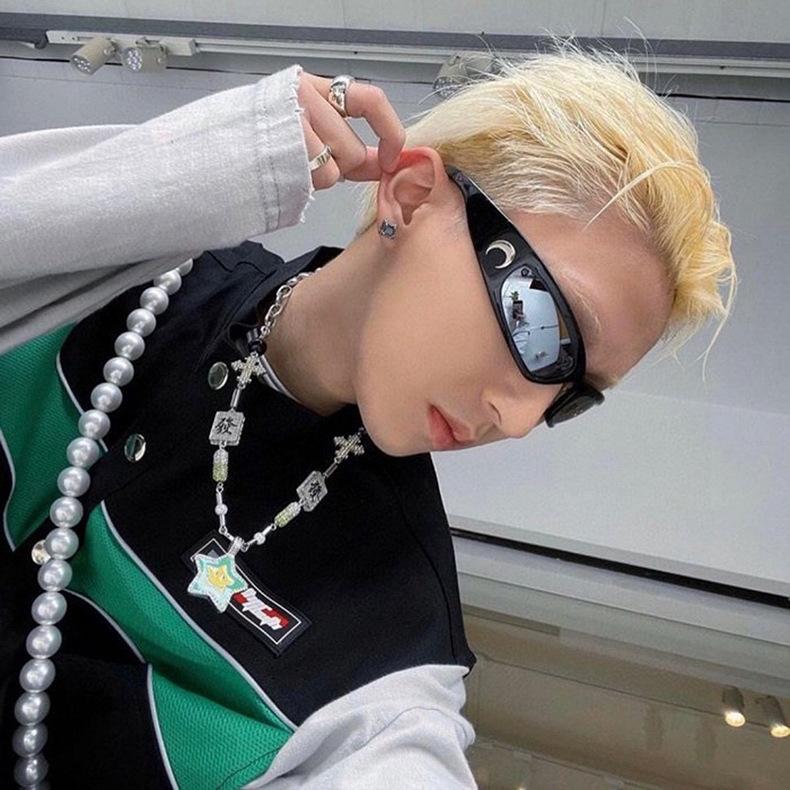 New Moon Rectangular Sunglasses for Women Man Vintage Outdoor Cycling Sports Hip Hop Punk Sun Glasses UV400 Trend Female