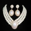 French Elegant Dress Wedding Accessories Flash Diamond Light Luxury Niche High Sense Pearl Necklace Earrings Set