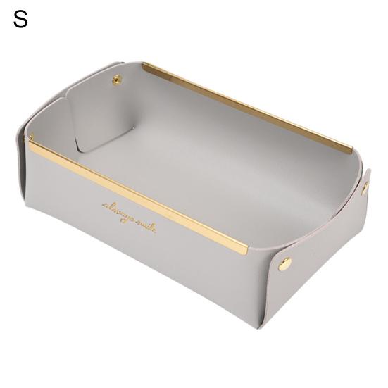 

Лоток для хранения Съемный многофункциональный устойчивый к разрыву практичный настольный лоток из искусственной кожи для дома S светло-серый