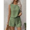 Women's Solid Color Simple Fashion Casual Sleeveless Top and Shorts Set