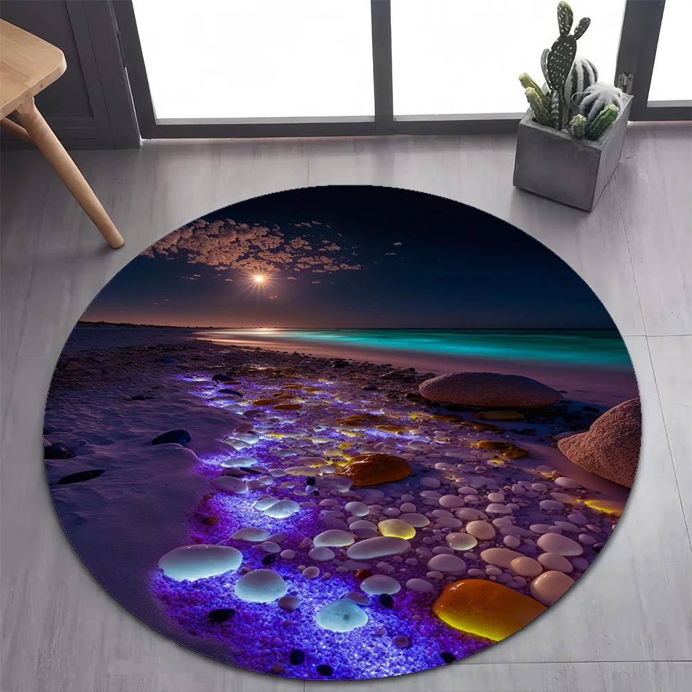 Colorful Pebble Rainbow Road Beach Stone 26 Style New Round Carpet Rug for Bedroom Living Room Decoration,pet Decor Floor Mat