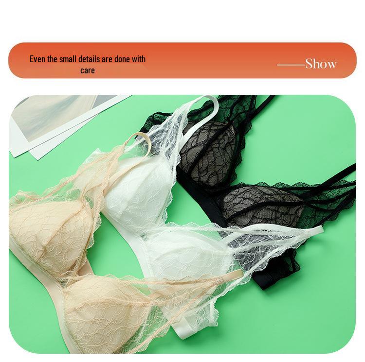 Triangle Cup Lace Wireless Bra - 100% Mulberry Silk, Sexy & Lightweight for Summer