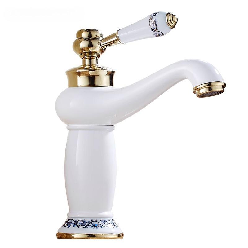 Brass Bathroom Faucet, Antique European Style, Hot and Cold Control, Durable and Rust-Resistant Construction