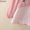 ZANZEA Women Casual V-Neck Loose 3/4 Sleeve Embroidery Blouse