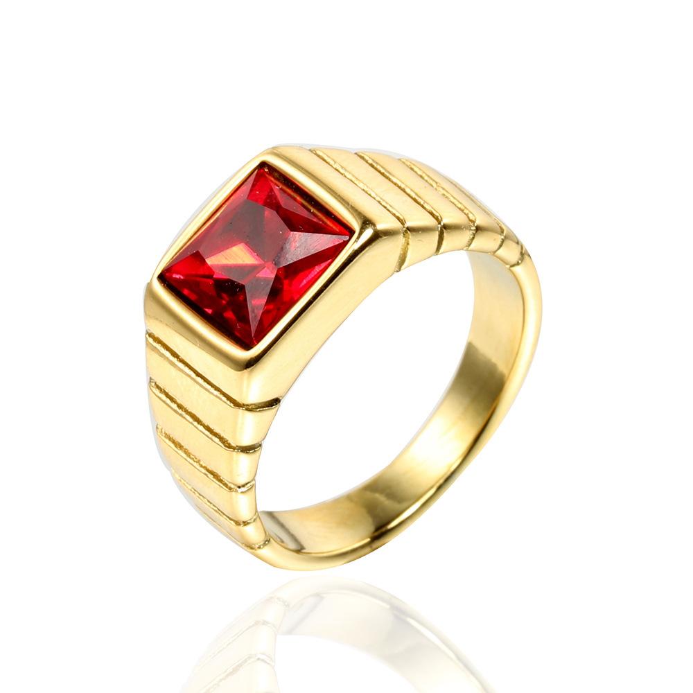 Multi Color Stone Rings for Men Women Hip Hop Punk High Quality Stainless Steel Ring Charm Party Jewelry Gift