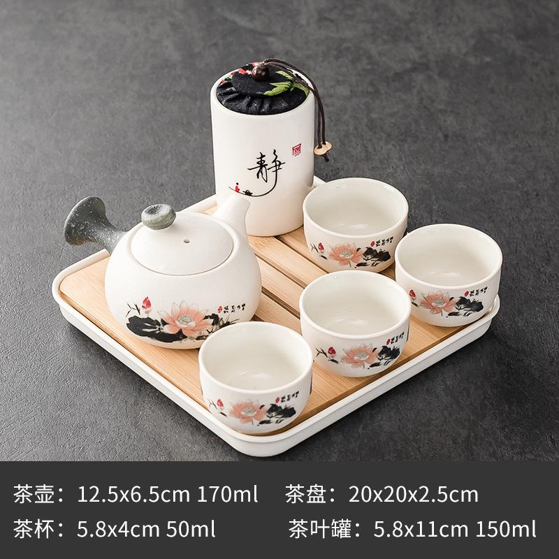 Purple Clay Ceramic Kung Fu Tea Set Home Teapot Set with Portable Tea Tray and Tea Caddy