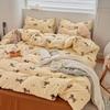 Bedding Four-piece Set Skin-friendly Breathable and Comfortable, Small Floral Washed Sheets Quilt Covers Pillowcases