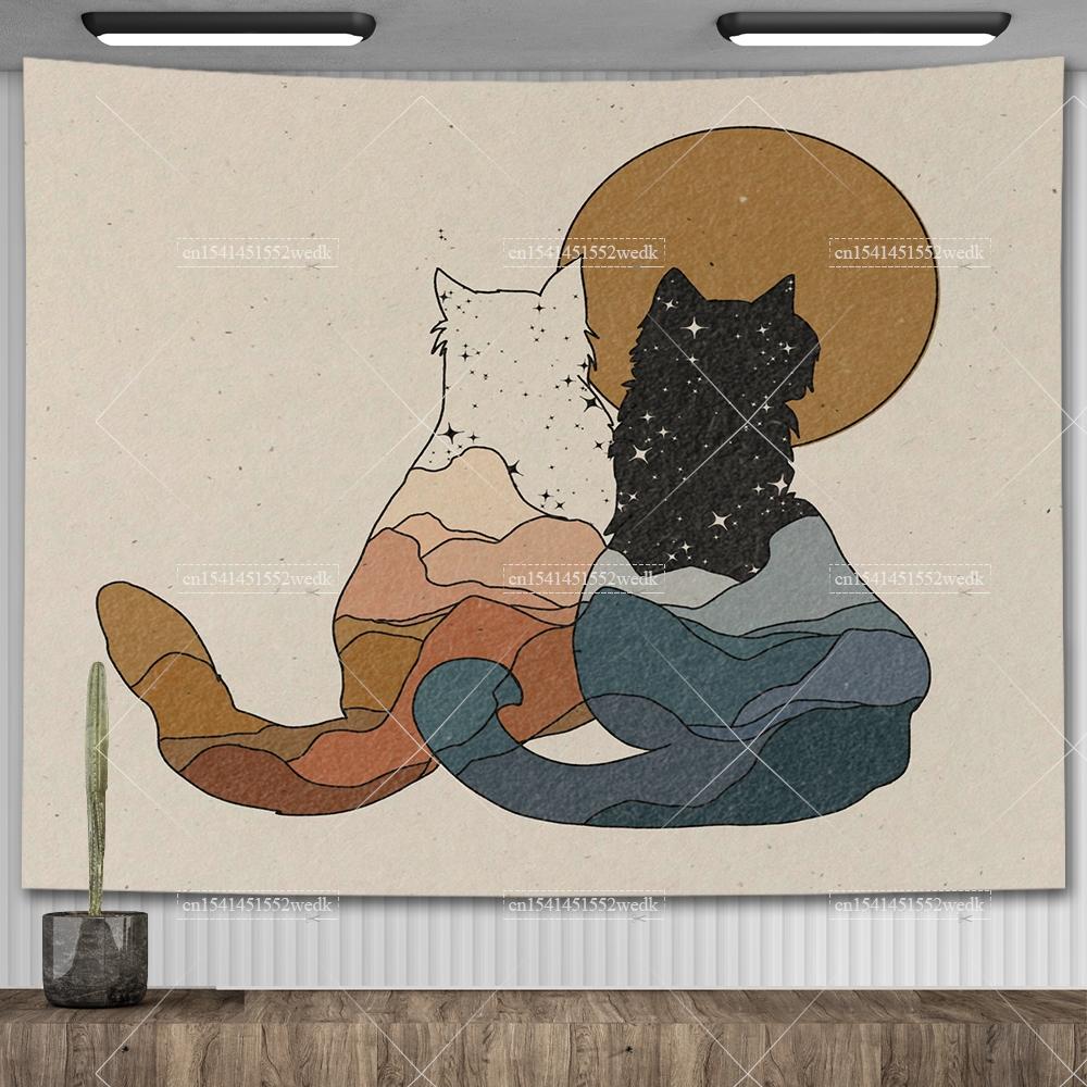 Tiger Tapestry Animals Cat Tarot Tapestry Wall Hanging Aesthetic Bedroom Decor Polyester Tapestries Large Background Cloths