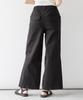 atONE Baggy Cargo Stretch Wide Elastic Baker Size Black ATC-0030 Wide-leg Pants, Chino, Pants, Denim, Women's, M,
