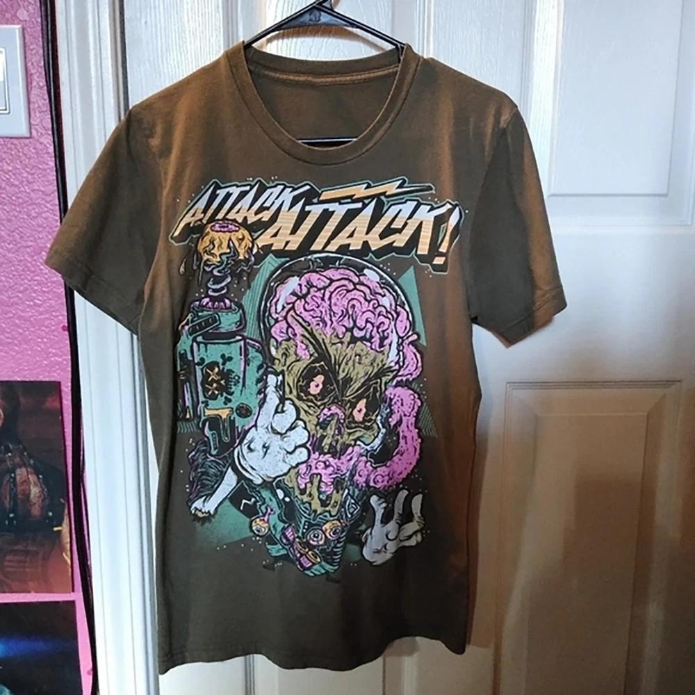 Ремейк 90-х Атака Атака! band Коричневая футболка унисекс с коротким рукавом S-5XL Футболка унисекс XXL