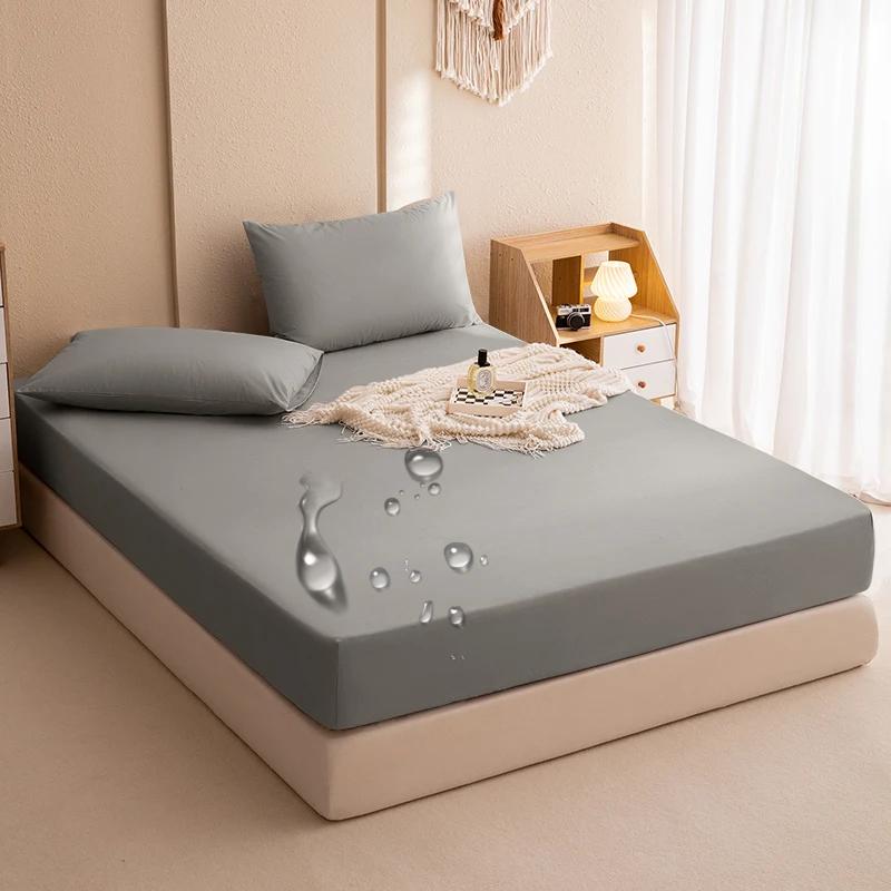 2025 Solid Color Waterproof Bed Sheet,Single Bed/Double Bed Fitted Sheet,Dustproof and Anti-Slip Mattress Protector