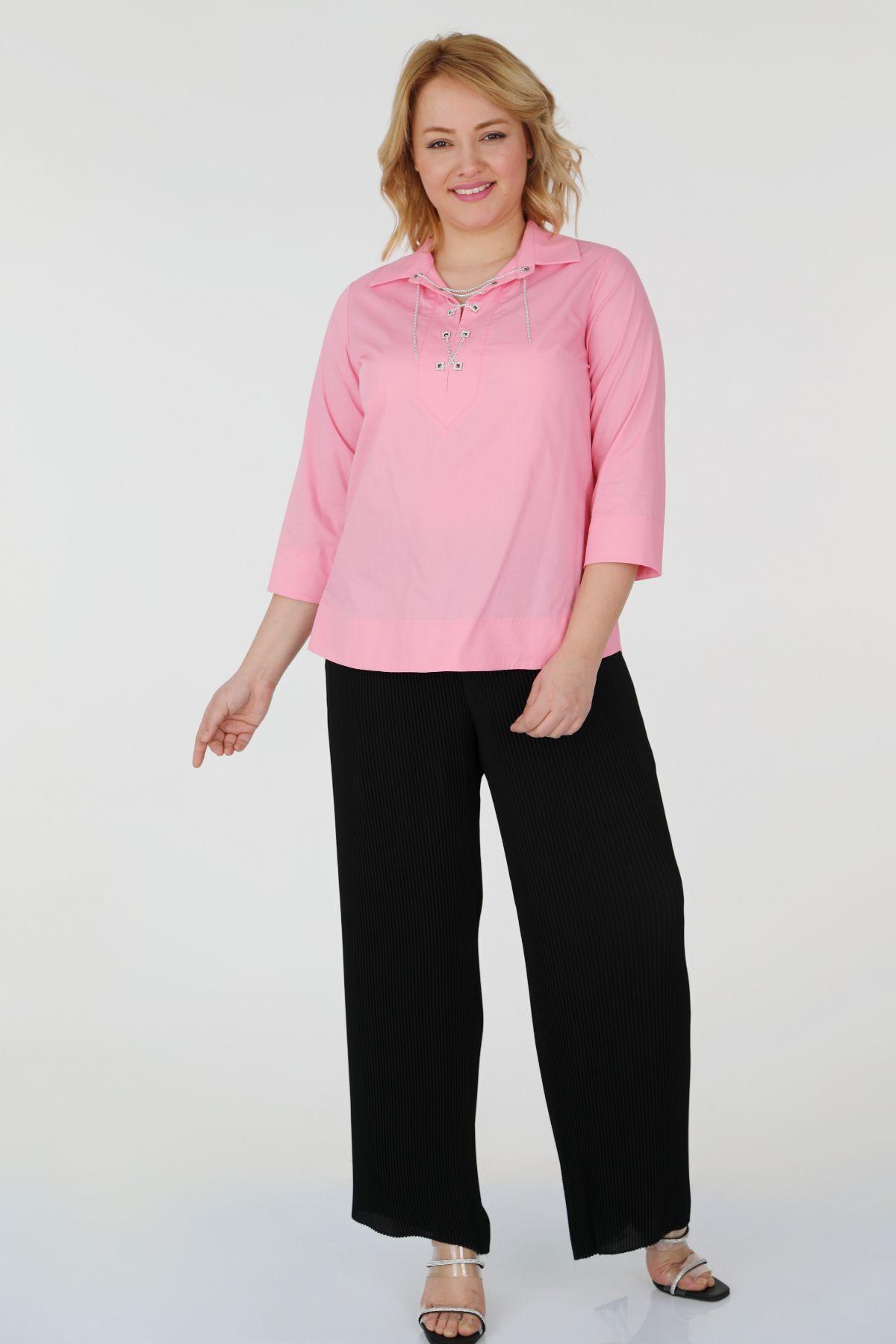

Women s Style Plus Size Shirt Big Size Chain Detailed Cotton Shirt XL