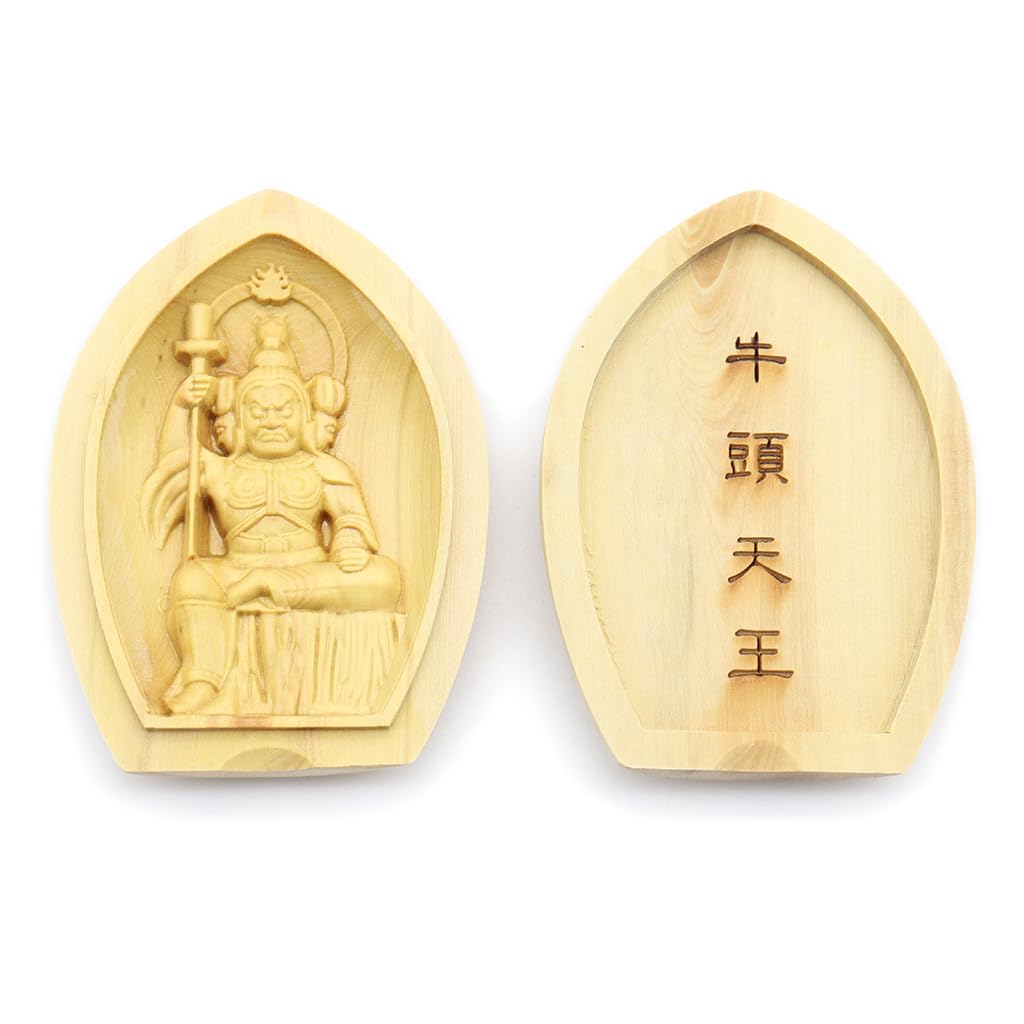 

special Buddhist statue Gozu Tenno incense holder Buddha Guardian deity Height width boxwood carving 17616 Kurita s [Guardian deity] Lotus-shaped