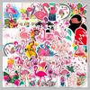 50pcs Flamingo Waterproof Cartoon Stickers for Suitcases, Scooters, Computers, and Tablets