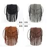 Boho Semicircle Crossbody Bag PU Leather Fringe Shoulder Purse Fashionable Braided Top Flap Handbag Trendy Casual Messenger Bag