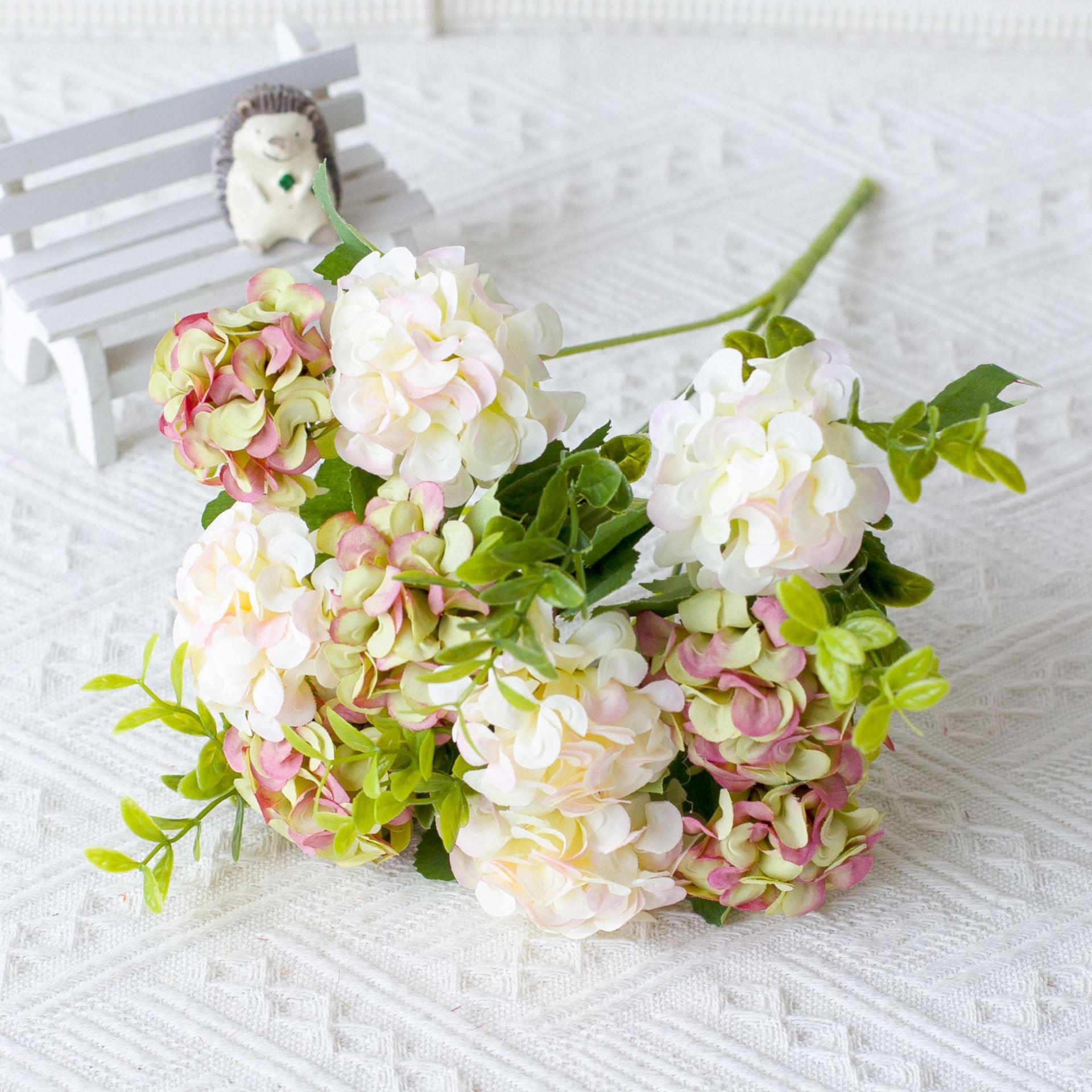 

1PC Artificial Pink Rose Hydrangea Flower White Fake Flower Wedding bridal Bouquet for Home Table Vase Wedding Party DIY Decor белый