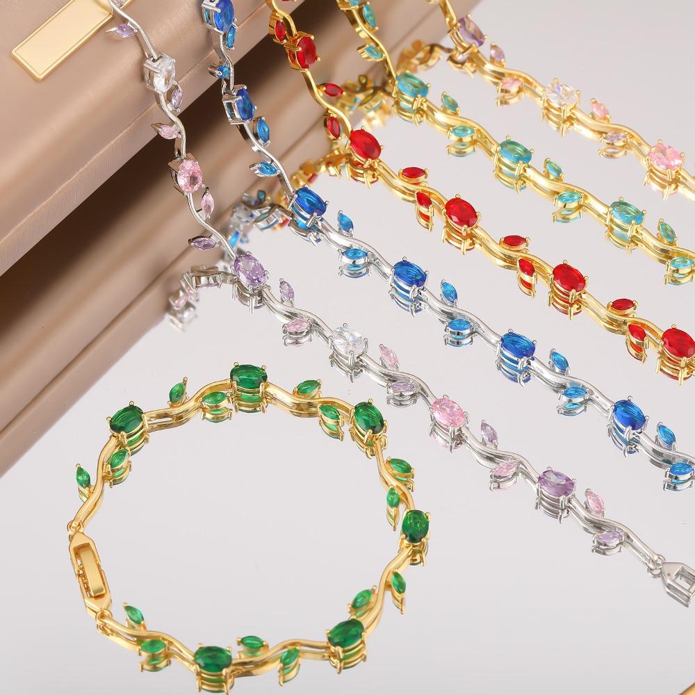 14 Colors Elegant Branch Bangles Gold Silver Color Crystal Sparkling Leaf Bracelets  Jewelry Gift