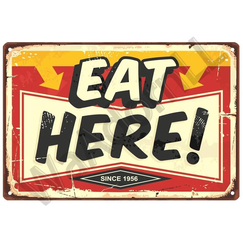 Vintage Essen Poster Metall Zeichen Zinn Gemalt Hamburg Pizza Plakette Restaurant Café Moderne Kunst Hause Dekoration Wandbild