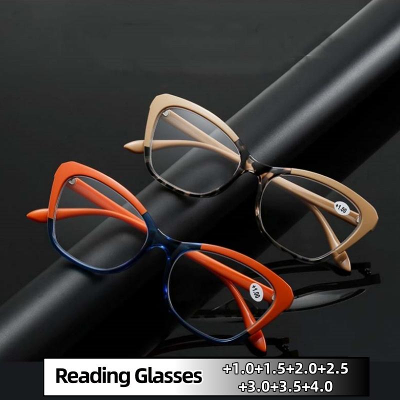 Personality Avant-garde Women Large Frame Reading Glasses HD Clear Lens Blue Light Blocking Durable Presbyopia Eyeglasses