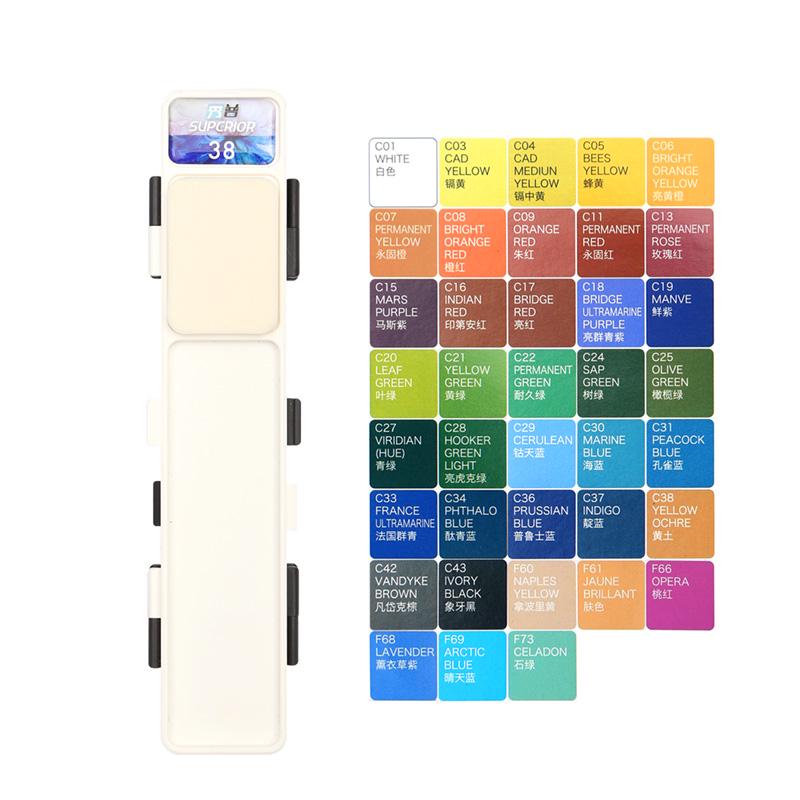 

Новый набор однотонных акварельных пигментных красок 18/38/58 цветов с водяной кистью и подарочной коробкой