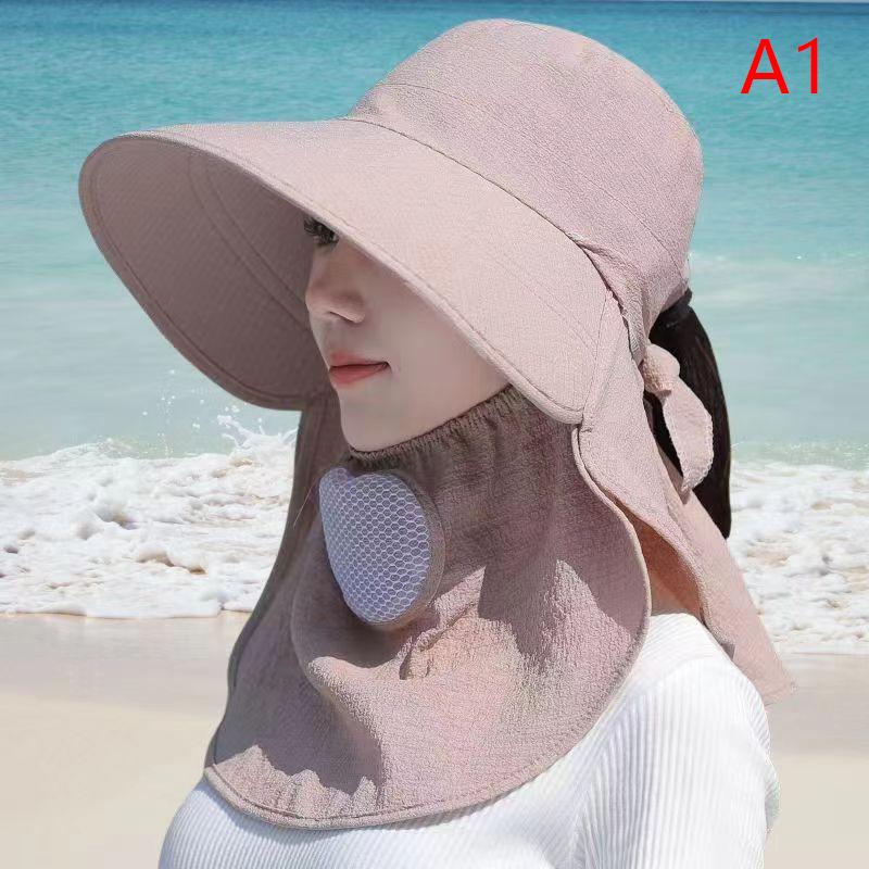 Sommerhatt Dame Utendørs Sykling Solskjerm Ansiktsmaske Bred Brem Pustende Solkrem Solhatter Casual Solhatt Viser Uv-beskyttelse Ny