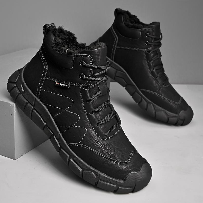 Men's Leather Boots Handmade Outdoor Plush Ankle Boots for Men Casual Shoes Large Size Tooling Shoes