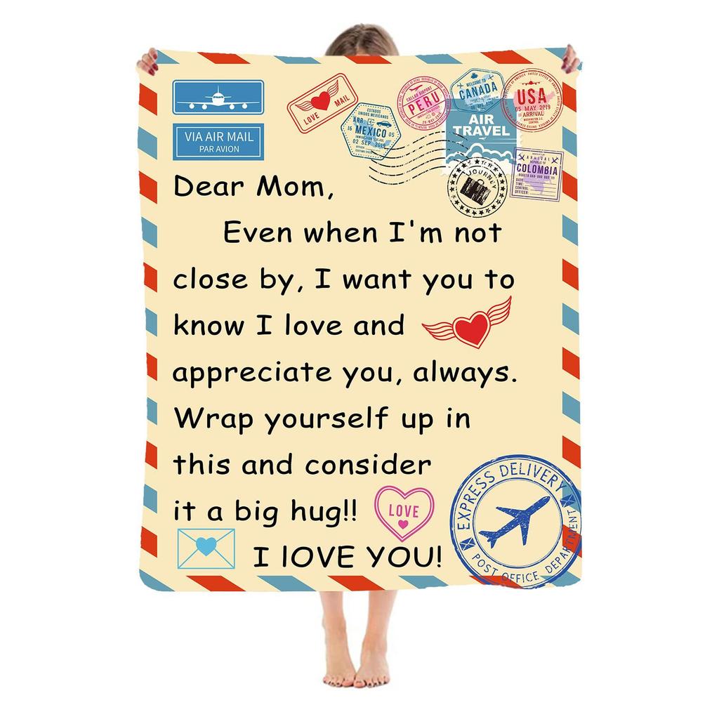 Birthday Gift From Daughter and Son To Mom Portable Soft Flannel Blanket for Sofa Bedroom Living Room