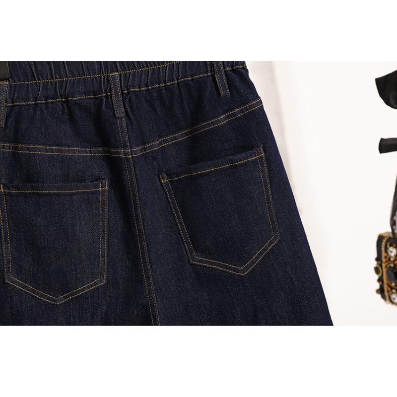 DIMANAF 2025 New Plus Size Women Shorts Pants Summer Loose Jeans Short Basic High Waist Solid Pants Elastic Waist