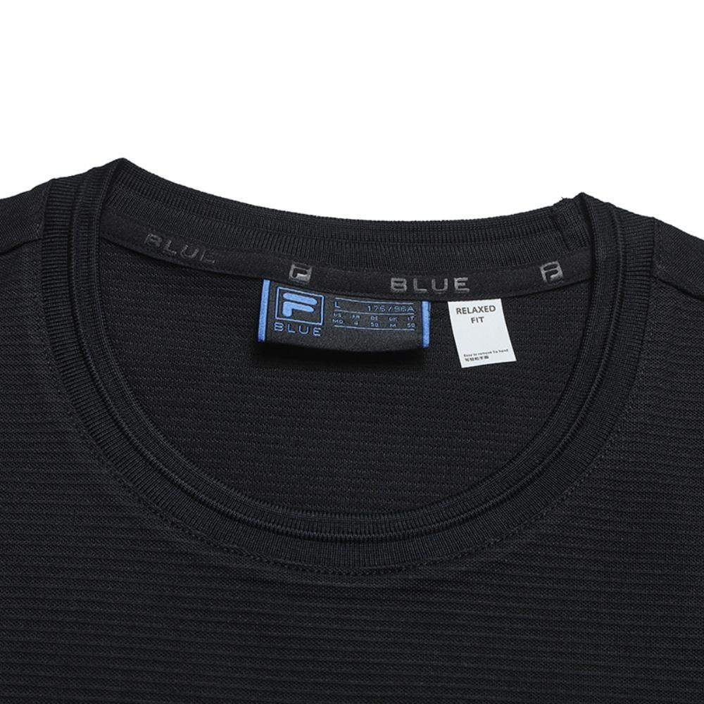 FILA Blue Simple Solid Color Comfortable Versatile Classic Casual Round Neck Short Sleeve T-Shirt Men Tops Black F11M622118FBK