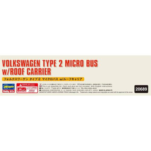 Hasegawa 1/24 scale Volkswagen Type 2 Microbus with Roof Carrier Plastic Model 20689