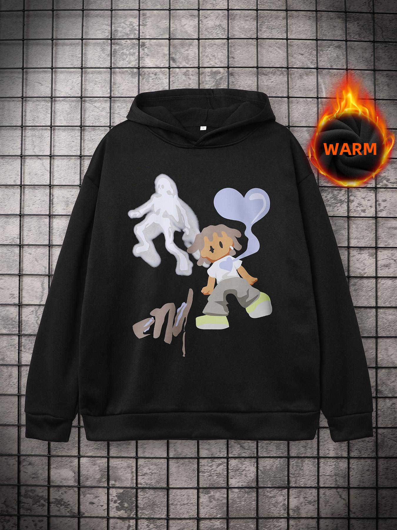 

Толстовки с мультяшным принтом для мужчин, осенне-зимний свободный пуловер, повседневная толстовка с капюшоном, модная уличная одежда