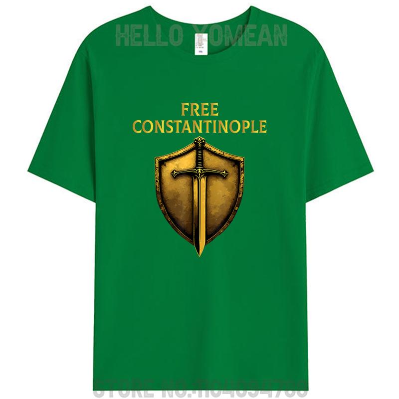 Kostenloses Konstantinopel Meme Schild und Schwert Retro Unisex T-Shirt Baumwolle Lässig Streetwear Mode Grafik Kurzarm T-Shirts Oberteile