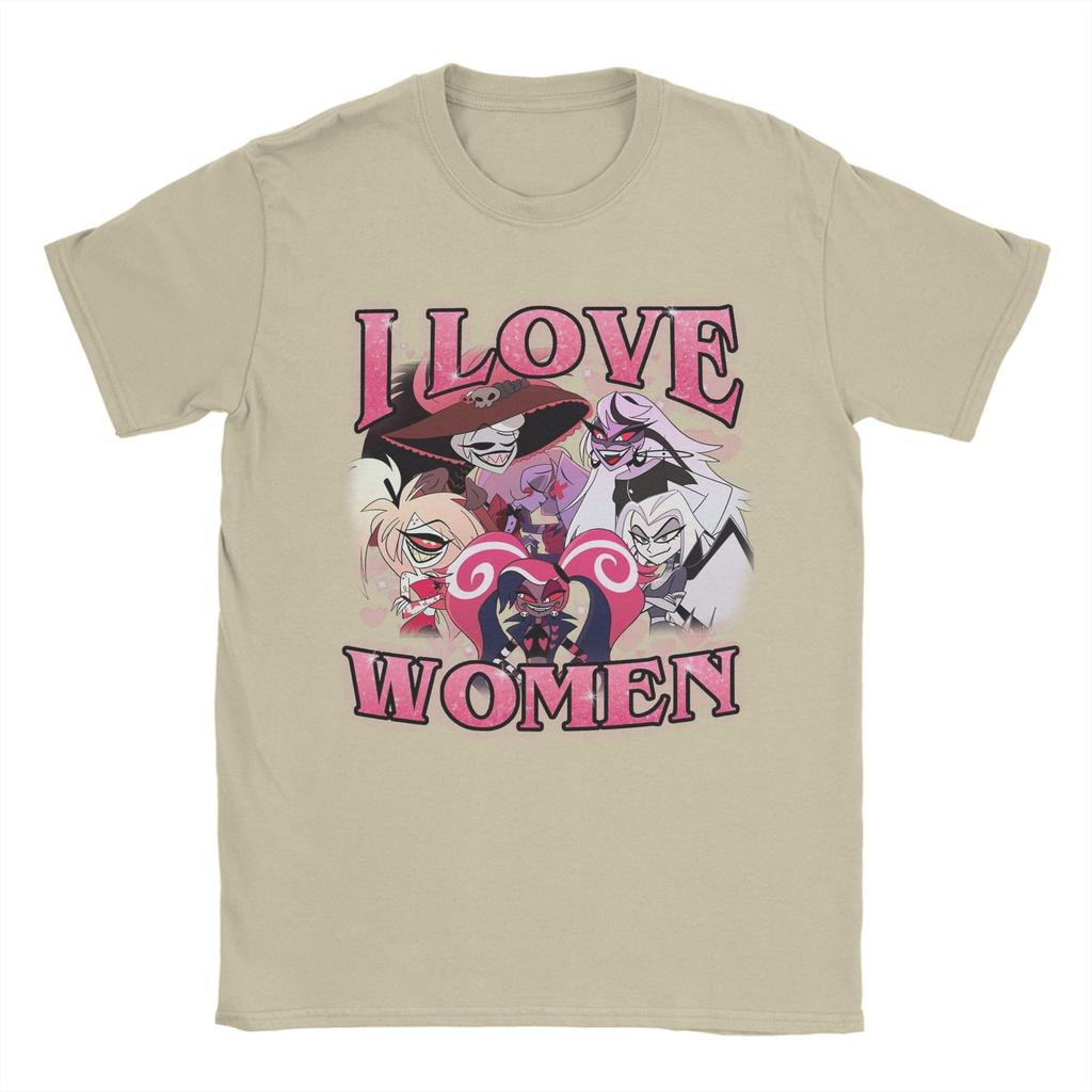Hazbined Hoteled I love women T Shirt for Men 100% Cotton for Male T-Shirts Round Collar Tees Short Sleeve Tops Plus Size