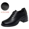 Breathable Comfortable Lace up Soft Leather Shoes Women Flats Spring 2025 Square Heels Black Shoes with Fur for Mom Work Dance