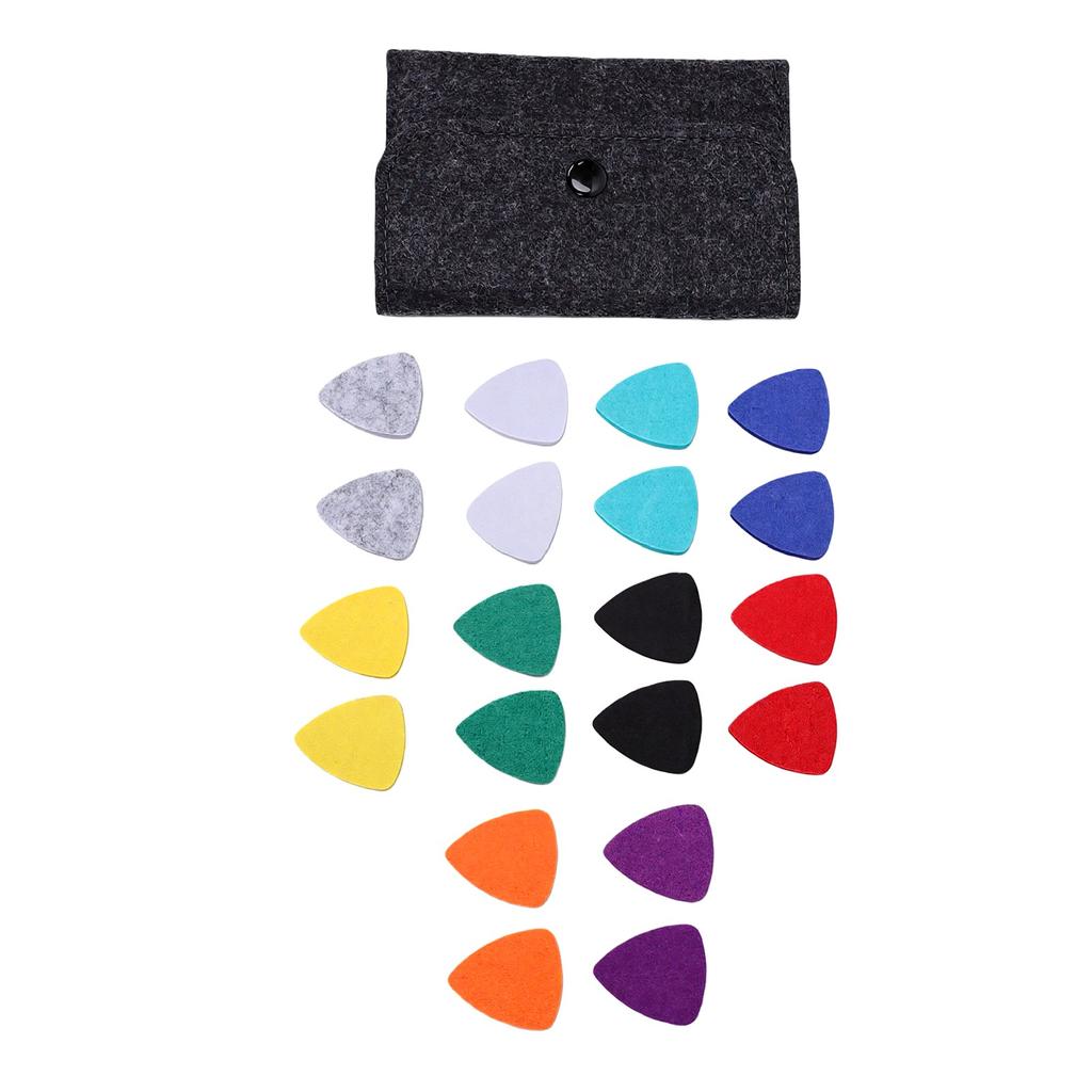 20 Piezas Púas de Fieltro para Ukelele Agarre Cómodo Forma de Corazón Púa con Bolsa de Almacenamiento para Instrumentos de Cuerda de Nylon Colores Mixtos