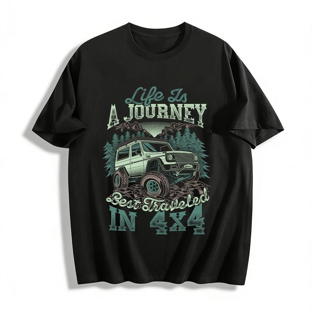 Life Is A Journey Best Traveled In 4x4 Off-Road Graphic Tee Pure cotton T-shirt XXS