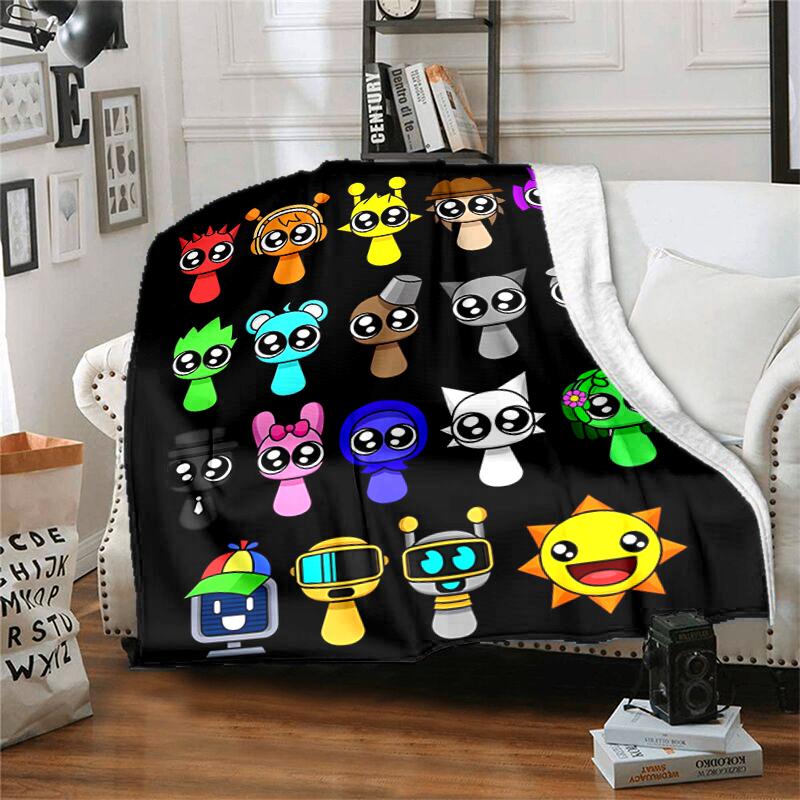 1pc Blanket Sprunki9 Print Design, Lightweight Blanket for Sofa, Bed- Soft &Warm, Gift for All Seasons Like Christmas, Halloween