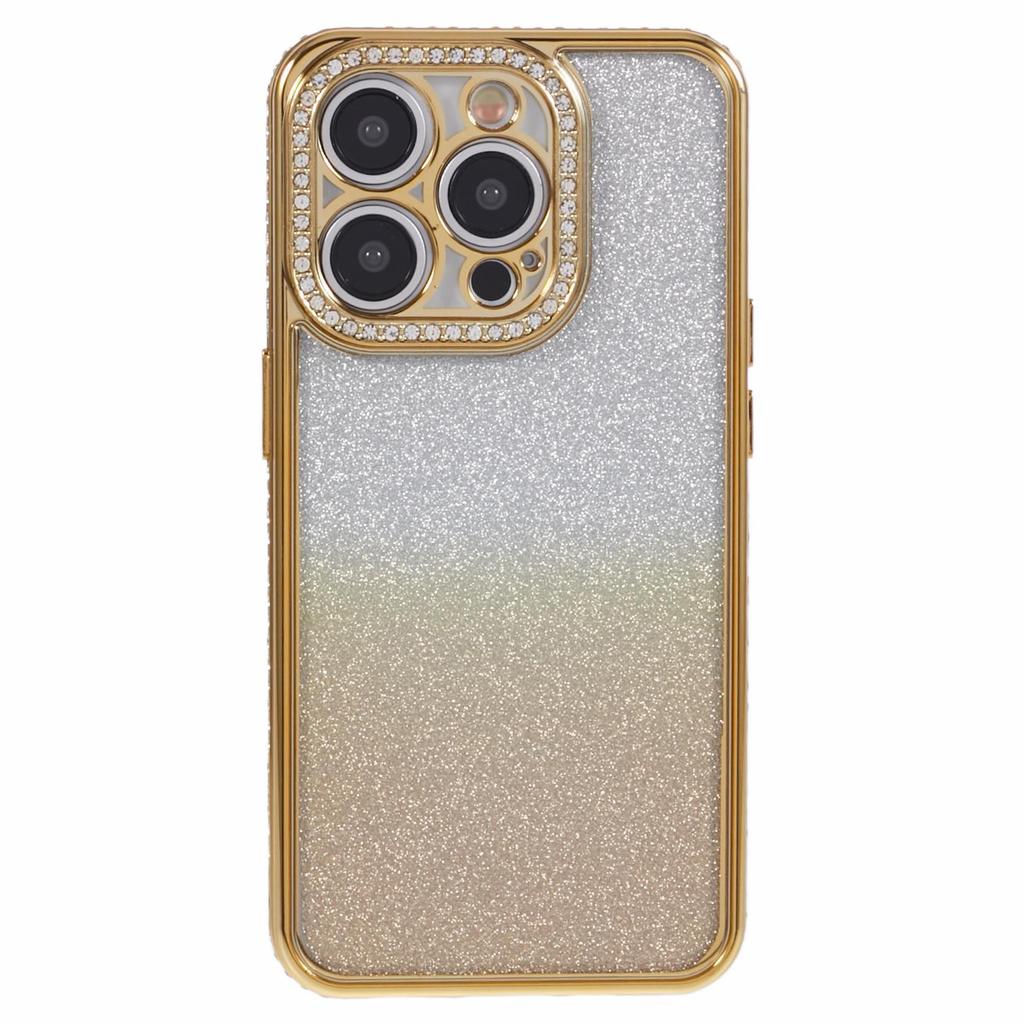 For iPhone 13 Pro Max 6.7 inch TPU Case Rhinestones Decorated Gradient Back Phone Cover