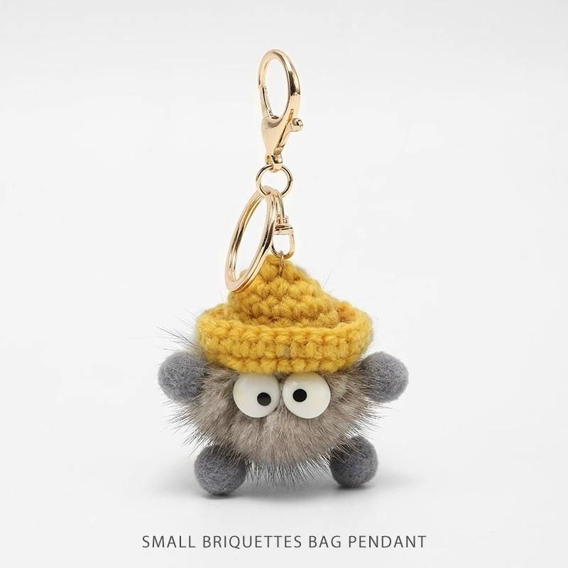 Craftsmanship Workshop New Year Gift Small Coal Ball Bag Pendant Bookbag Cute Ugly Thing Doll Pendant Keychain