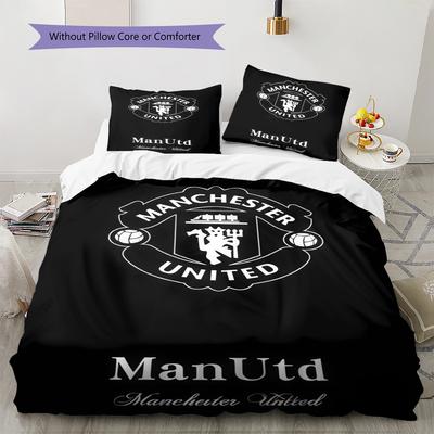 Man Utd Bedding Quilt Set Quilt Cover Pillowcase Home Decoration Birthday Gift (1 * Duvet Cover + 2 * Pillowcase, Without Core)