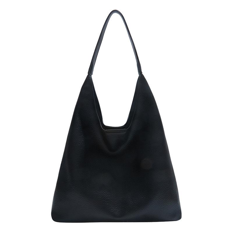 New trendy fashion solid color shoulder bag commuter texture tote bag simple large capacity handbag women's bag