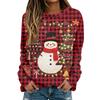 Women's Casual Long Sleeve Christmas Print Crewneck Top for Holiday Everyday Wear