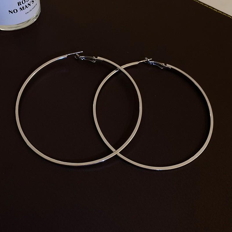 Women's Silver Hoop Earrings: Light Luxury 2024 Exaggerated Niche Style
