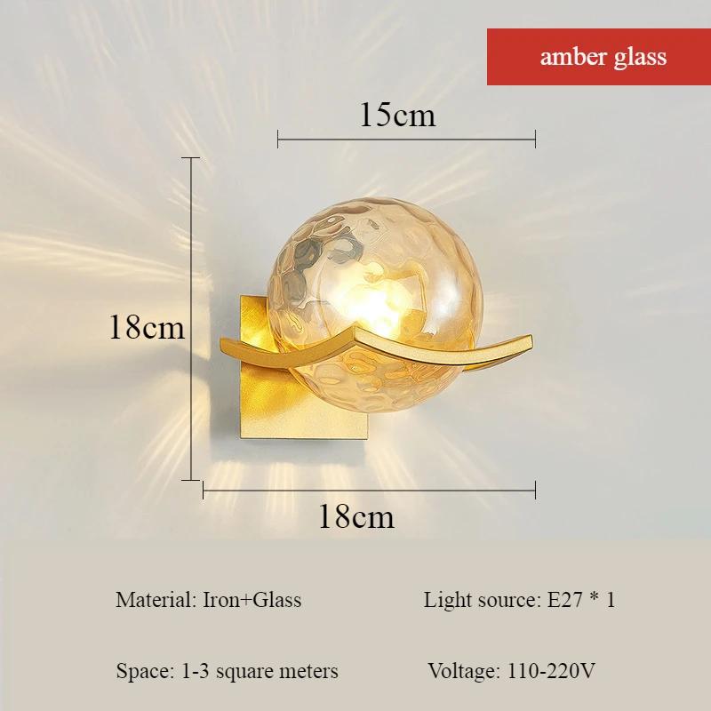 Nordic Minimalism Iron Art Glass Ball Wall Light Bedroom Study Dining Table Corridor Aisle Wall Lamp LED Home Decoration Luster