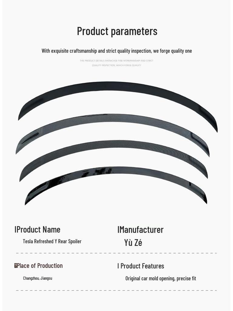Tesla Model Y 2025 Rear Blade Spoiler: Original P Version Aerodynamic Air Deflector