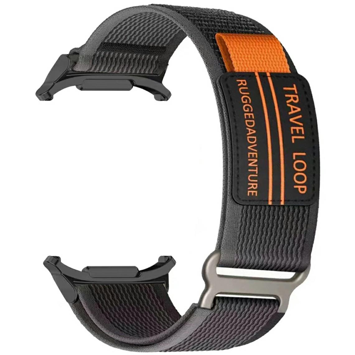 

For Samsung Galaxy Watch Ultra 47mm Watch Band Adjustable Loop Fastener Nylon Strap Black+Grey